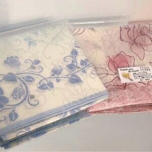 LANVIN Scarves set of 2 Blue & Pink 18”x18” NWT